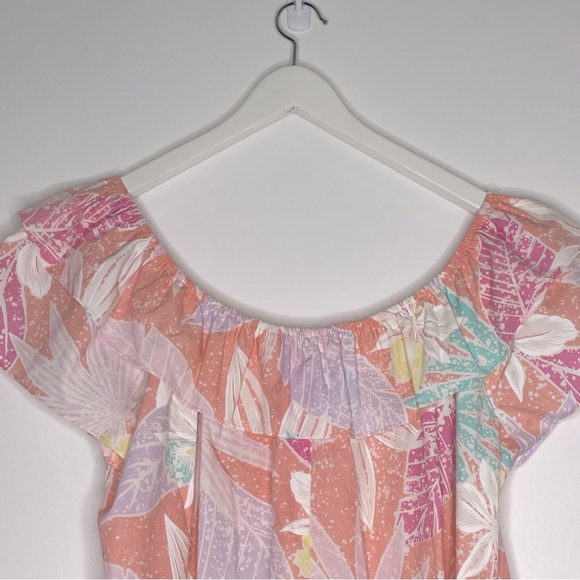Kole Kole Vintage Made in USA Hawaiian off the shoulder Mumu floral Dress Medium - Picture 6 of 16